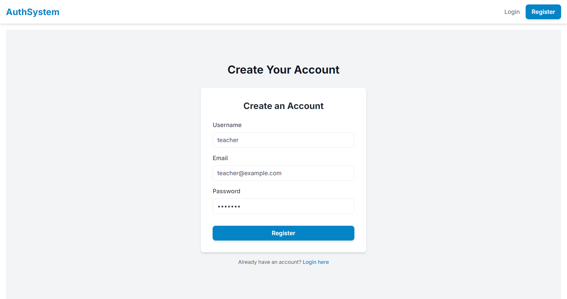 Registration Page
